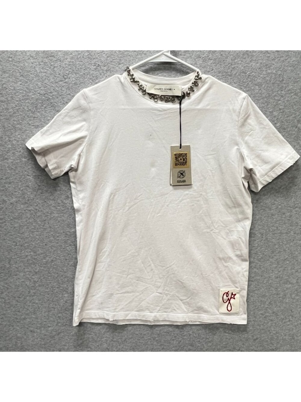 Golden Goose Crystal Embellished T Shirt Women's Size XS NWT Vintage White